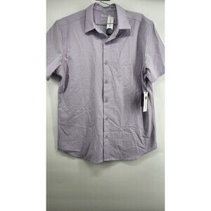 01.Algo Mens Large‎ Tall Purple Gridtech Tommy Short Sleeve Commuter Shirt NWT